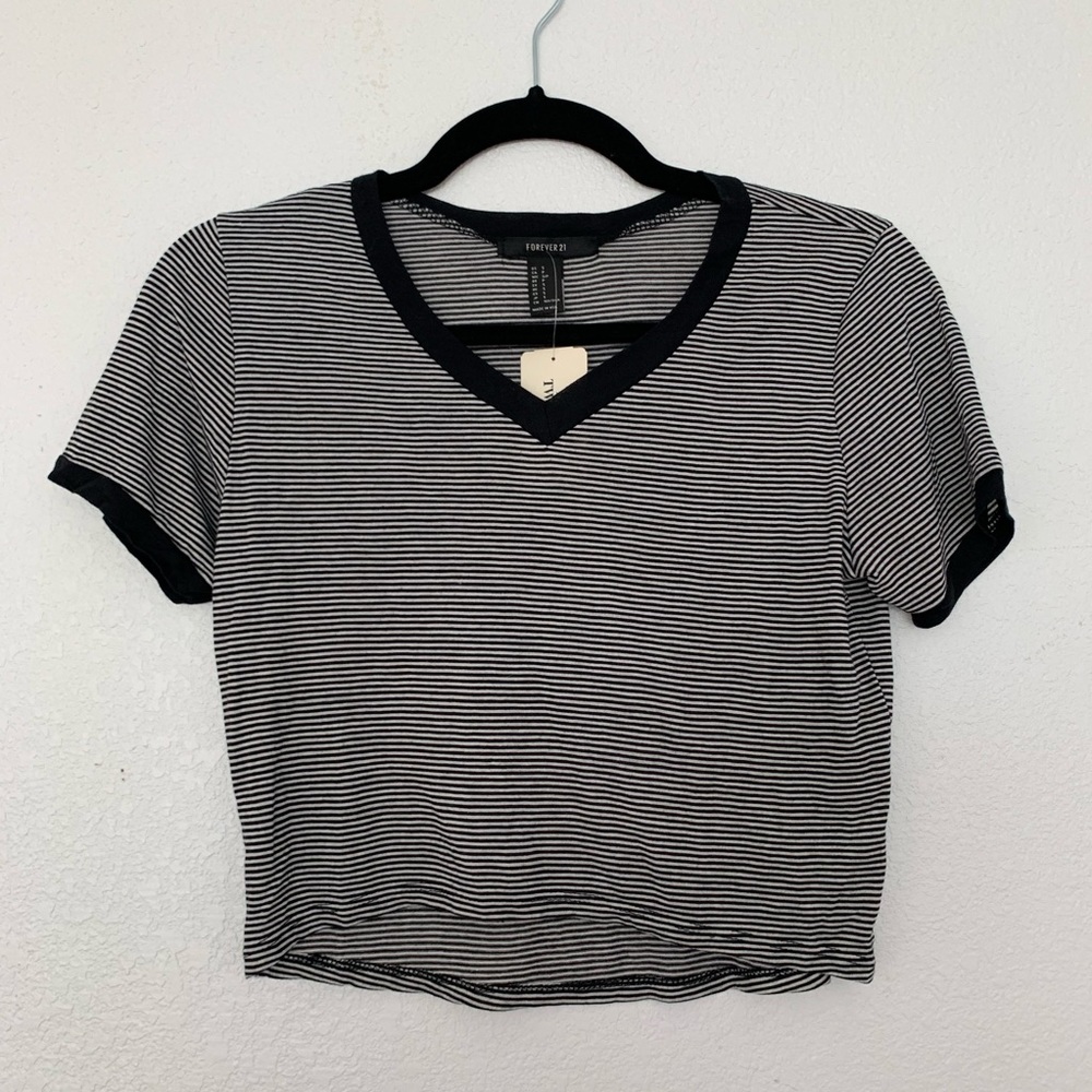 Crop top black/white stripes